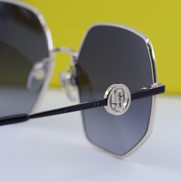 Marc Jacobs MARC 730/S 0RHL 9O Geometric Sunglasses - Black Gold\Grey - Picture 6 of 9